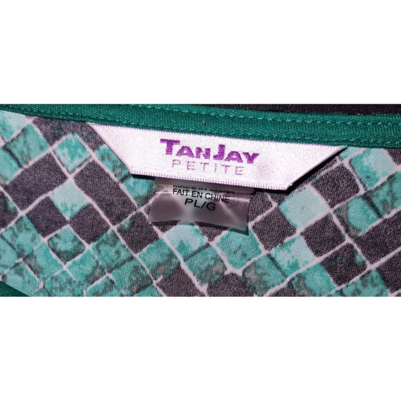 Tanjay Green & Black 3/4 Sleeve Shirt - Petite Large - Picture 2 of 3